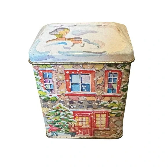 Lillian Vernon 1998 Festive Holiday Tin with Winter Scene - Picture 6 of 8